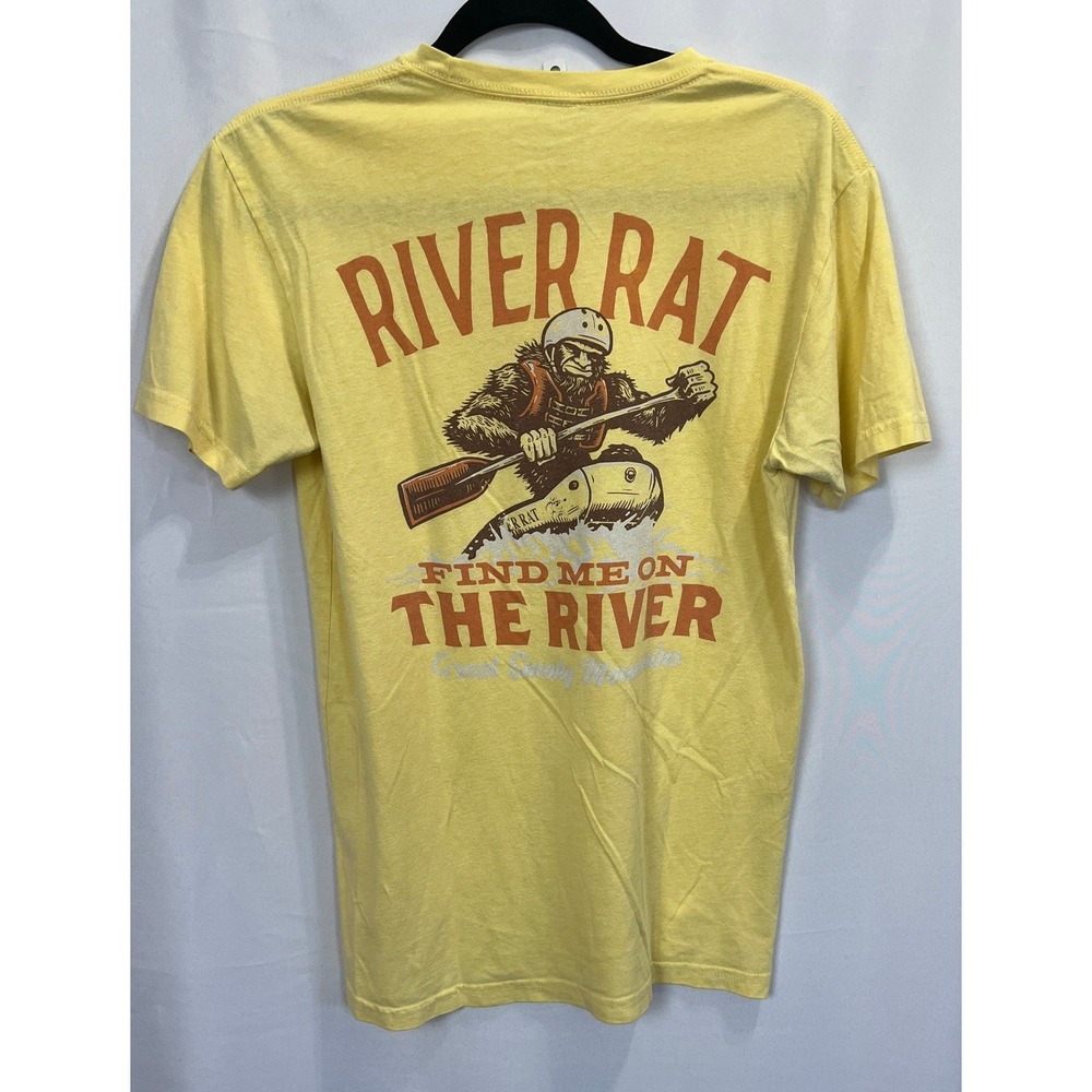 Next Level River Rat Great Smoky Mountains Graphic T-Shirt Yellow Mens Small
